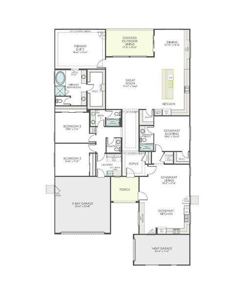 2D floor plan layout of this home in Revana at Soleo, San Tan Valley, AZ (Image 2). 2D floor plan layout of this home in Revana at Soleo, San Tan Valley, AZ (Image 2).