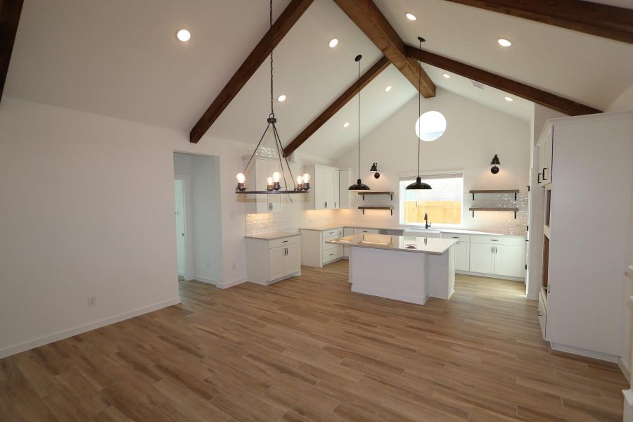 Vaulted ceilings in living area