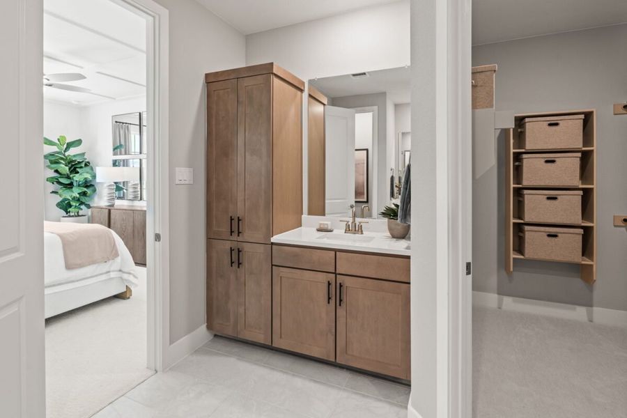 Furnished interior in a model home at Enclave 35s in Frisco (Image 10).