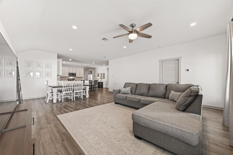 View of the open floorplan from the living room. View of the open floorplan from the living room.