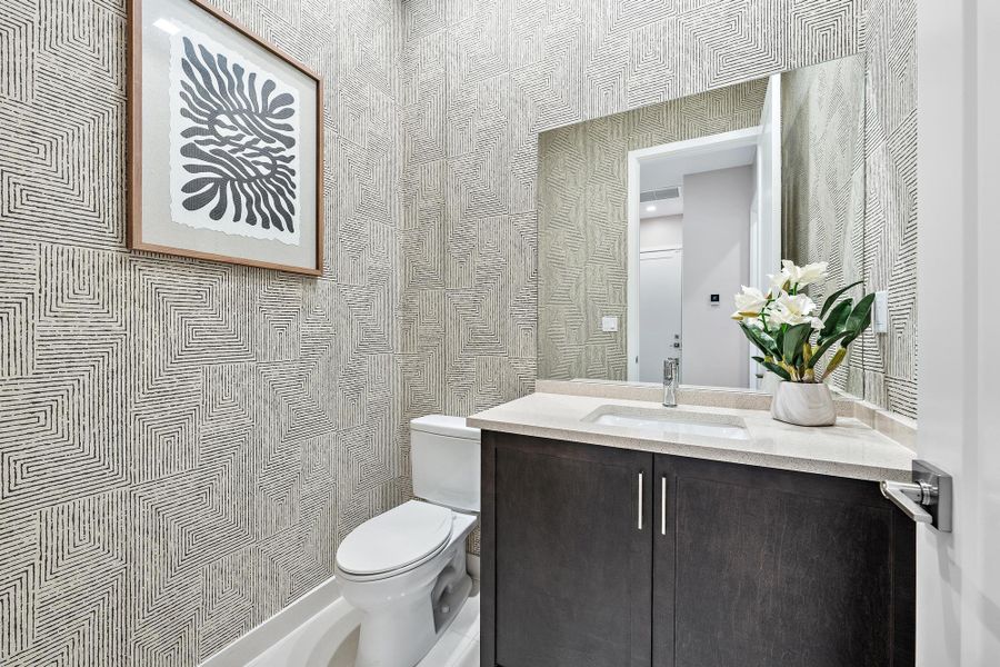 High-end finishes and designer wallpaper.