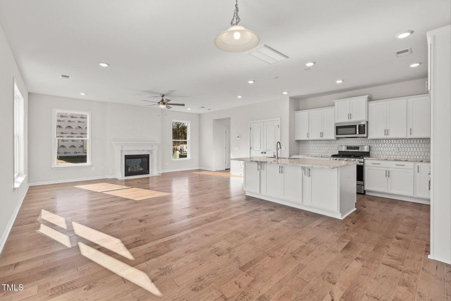 Ellerbe family room and kitchen