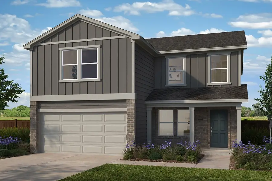 Representative exterior photo of a completed home built from the 2154 by KB Home in The Granary - Sterling Collection, San Antonio, TX (Image 3). Representative exterior photo of a completed home built from the 2154 by KB Home in The Granary - Sterling Collection, San Antonio, TX (Image 3).