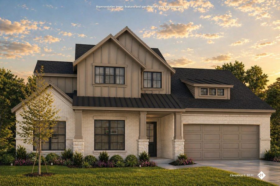 Front exterior of a new home in Hayes Crossing, Midlothian, TX, highlighting curb appeal (Image 28).