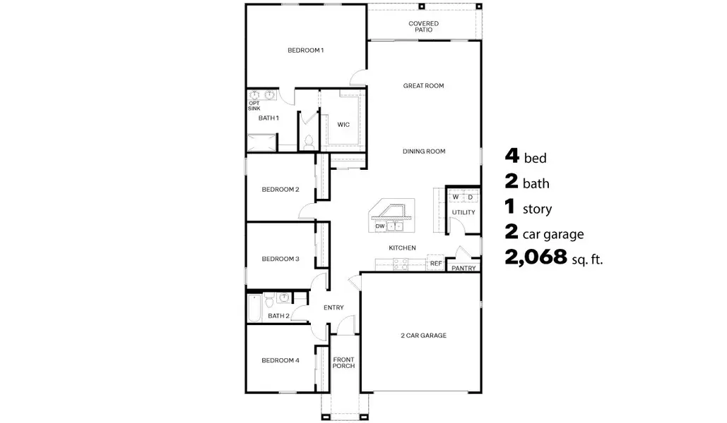 2D floor plan layout of this home in Barnett Village, Marana, AZ (Image 4).