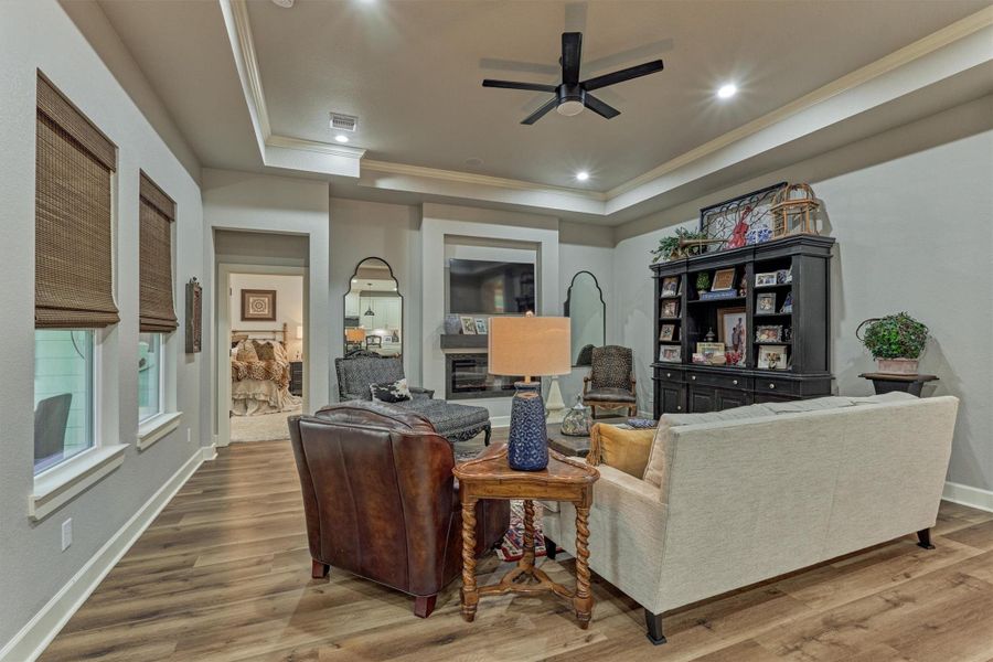 Note the recessed lighting and upgraded ceiling fan. Note the recessed lighting and upgraded ceiling fan.