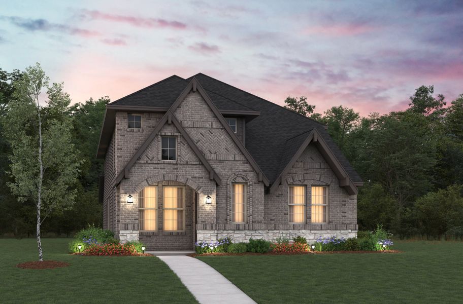 Representative exterior photo of a completed home built from the Brazos by Beazer Homes in Treeline, Justin, TX (Image 1). Representative exterior photo of a completed home built from the Brazos by Beazer Homes in Treeline, Justin, TX (Image 1).