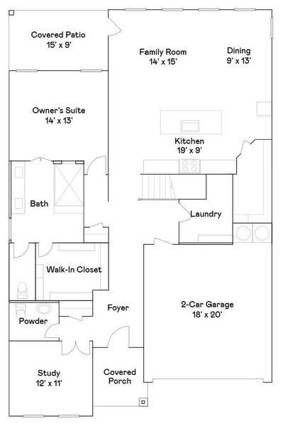 2D floor plan layout of this home in Winward Cove, Katy, TX (Image 3).
