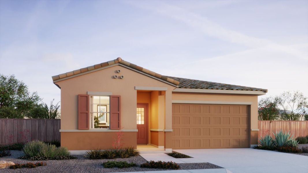 Front exterior of a home in the Saguaro Reserve II community, located in Marana, AZ (Image 21).