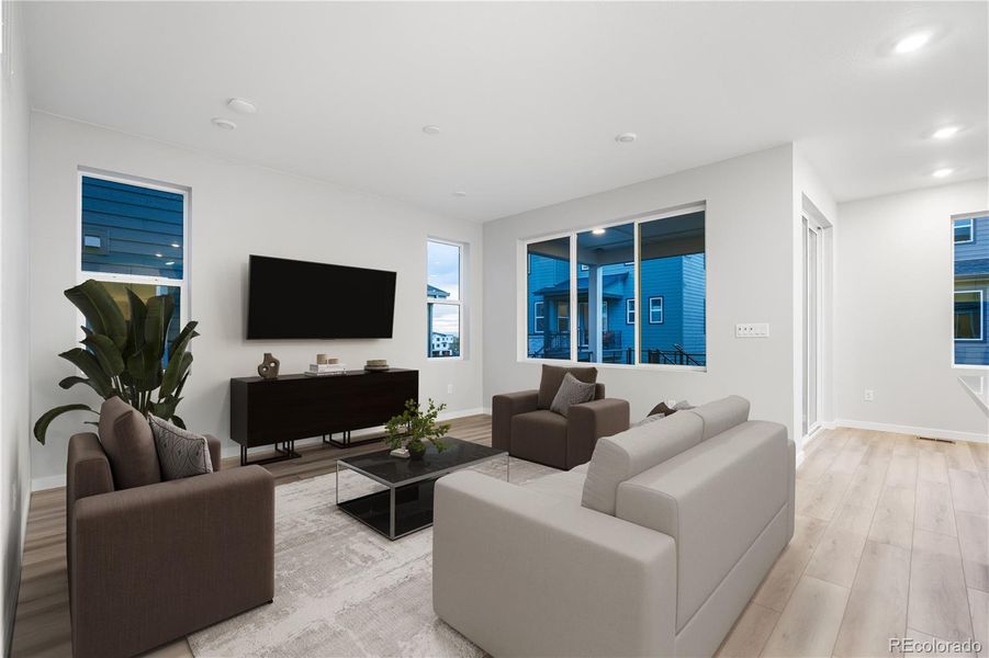 Furnished interior view inside a new home in Tribute at Lyric, Lone Tree (Image 11).