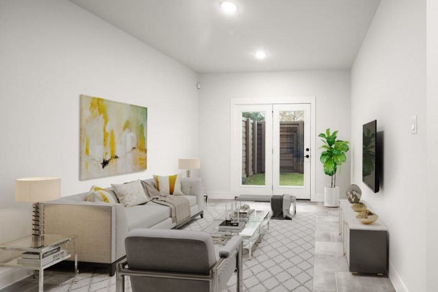 Furnished interior view inside a new home in Linkside Las Colinas, Irving (Image 9).