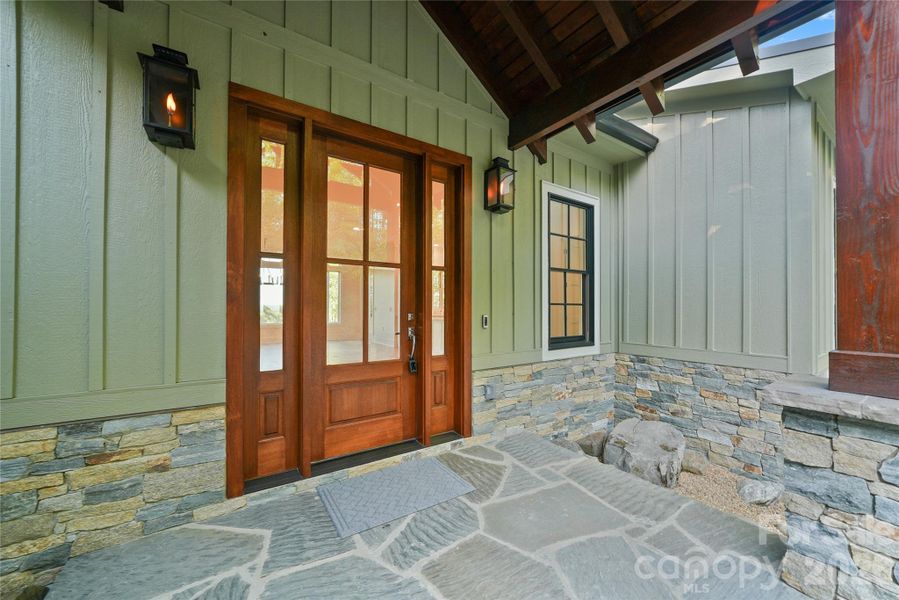 Exterior details and patio area of a home in , Newland (Image 3).
