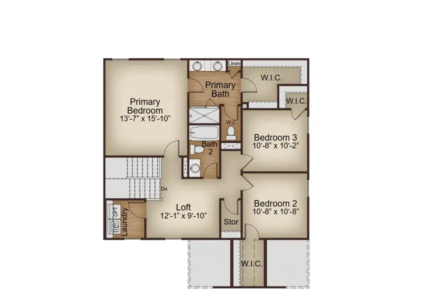 2D floor plan layout for the Dawson by McKinley Homes in Oakhill Estates, Adairsville, GA (Image 4).