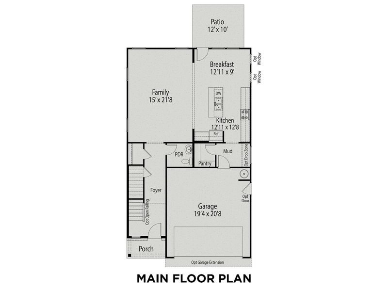 2D floor plan layout for the The Gavin A by Davidson Homes LLC in Gregory Village, Lillington, NC (Image 3).