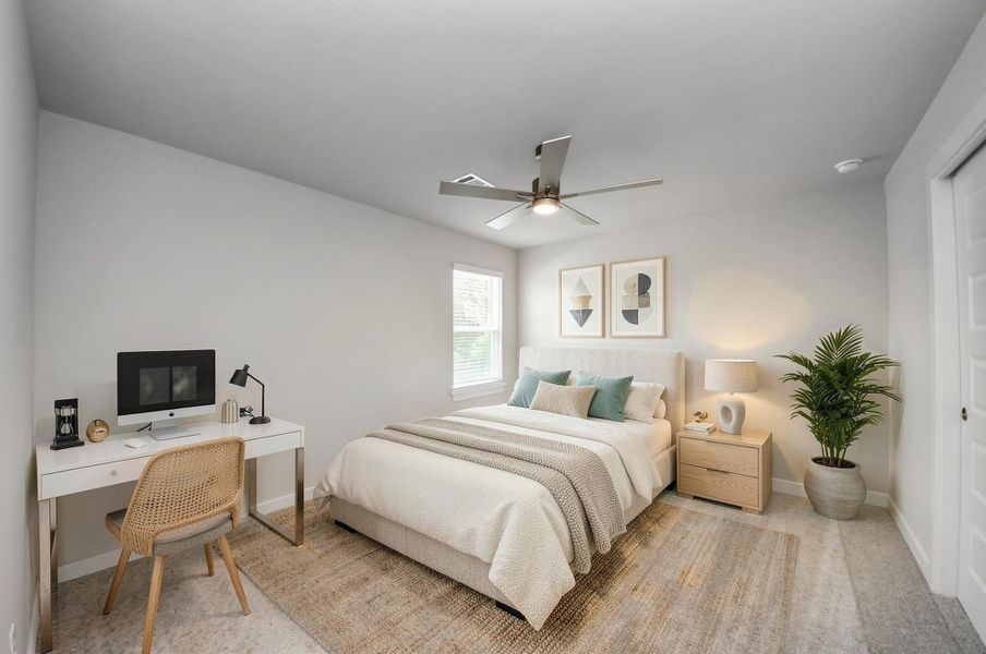 Virtually Staged - Secondary Bedroom. Sample photo of completed home with similar floor plan. Actual colors and selections may vary.