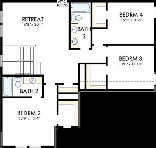 2D floor plan layout of this home in Creekshaw – Classic, Royse City, TX (Image 3).