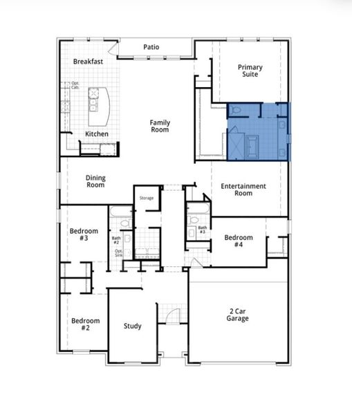 2D floor plan layout for the Chesterfield by Highland Homes in Mantua Point, Van Alstyne, TX (Image 3).