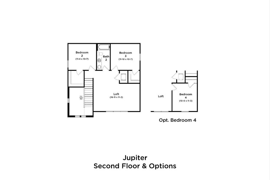 2D floor plan layout for the Jupiter by DRB Homes in Hamilton Bluff, Haines City, FL (Image 4).