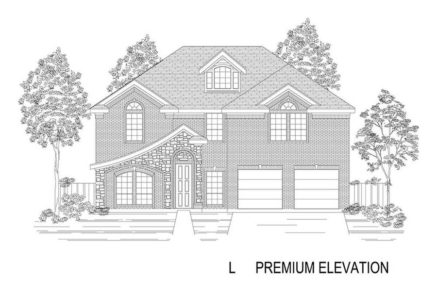 Representative rendering of the exterior for the Hillcrest 45 2F (w/Media) by First Texas Homes (Image 21).
