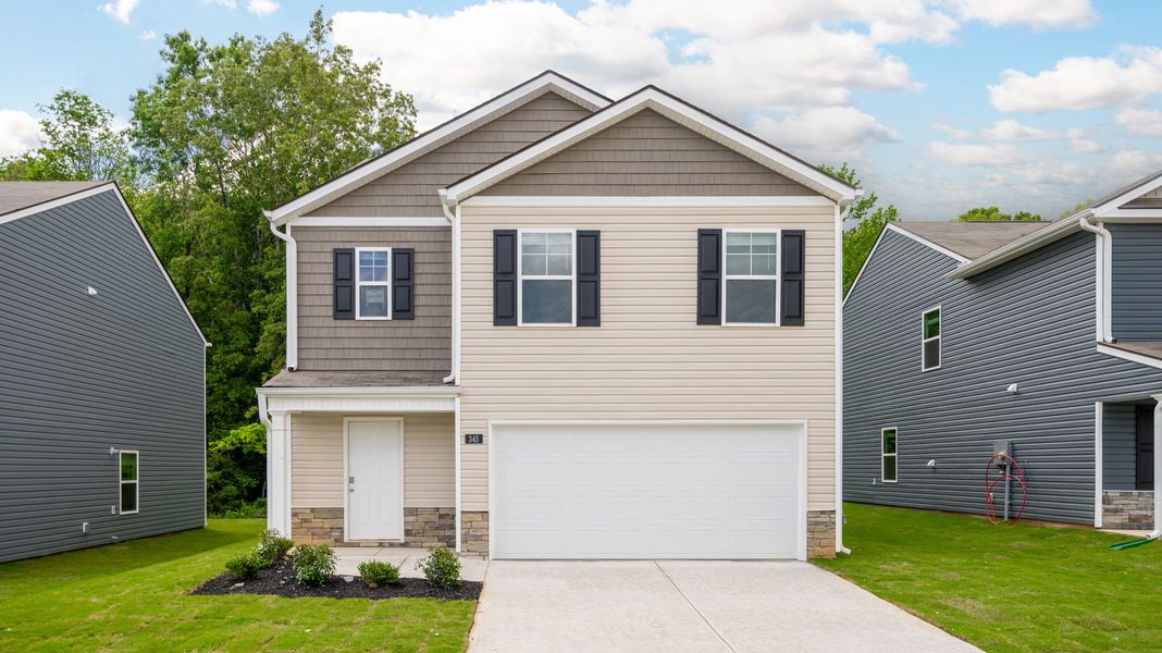 Front exterior of a new home in Hawk's Ridge, Rossville, GA, highlighting curb appeal (Image 19).