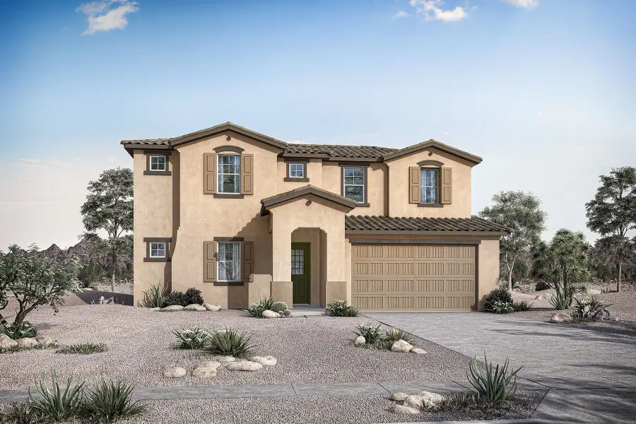 Representative exterior photo of a completed home built from the Slate by Mattamy Homes in Empire Pointe, Queen Creek, AZ (Image 21). Representative exterior photo of a completed home built from the Slate by Mattamy Homes in Empire Pointe, Queen Creek, AZ (Image 21).