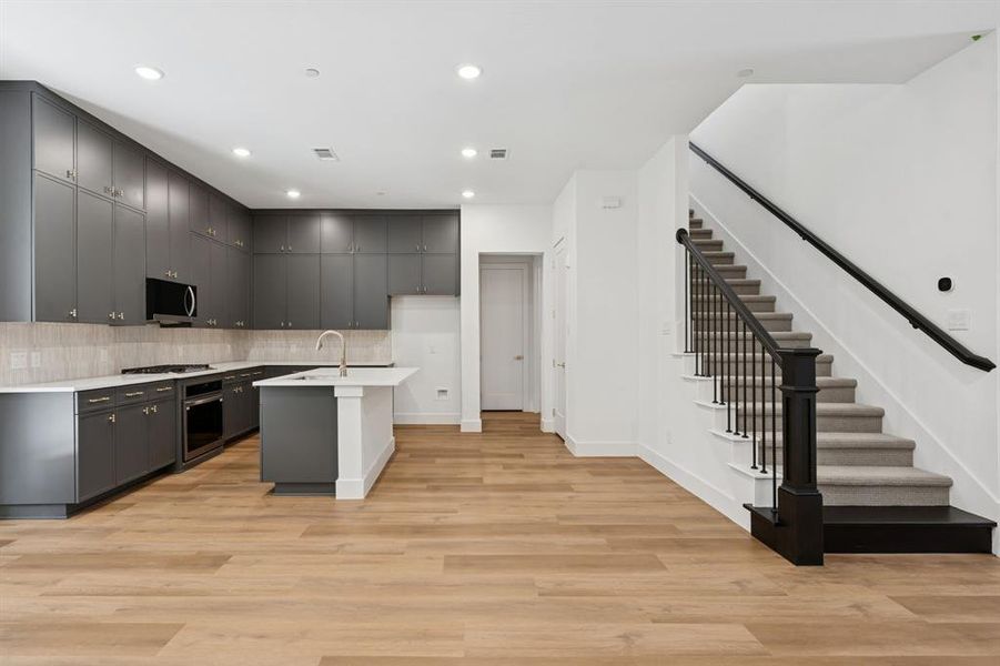 Floor to ceiling cabinets.