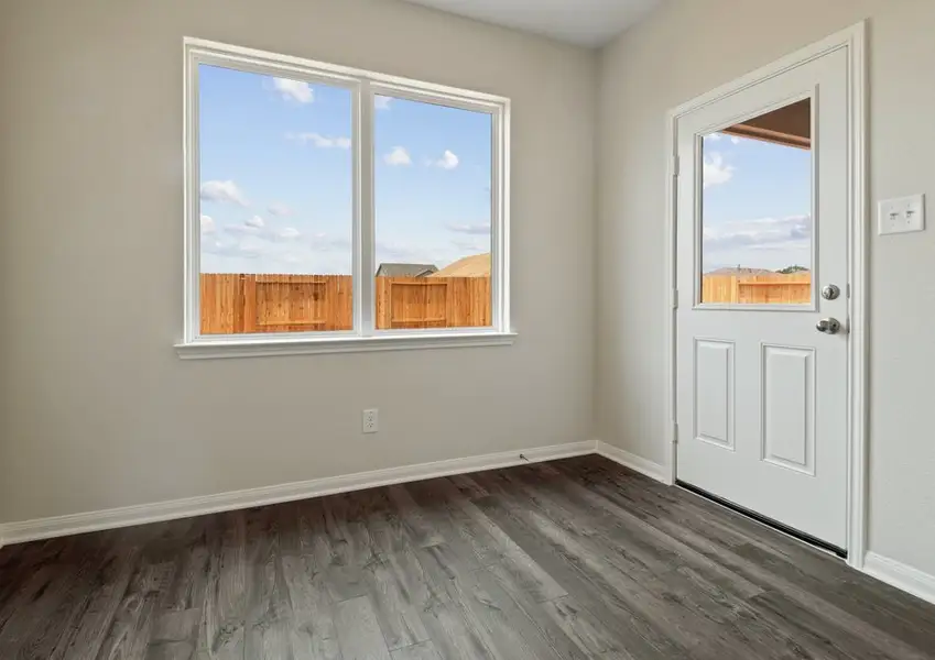 Dining room with a large window