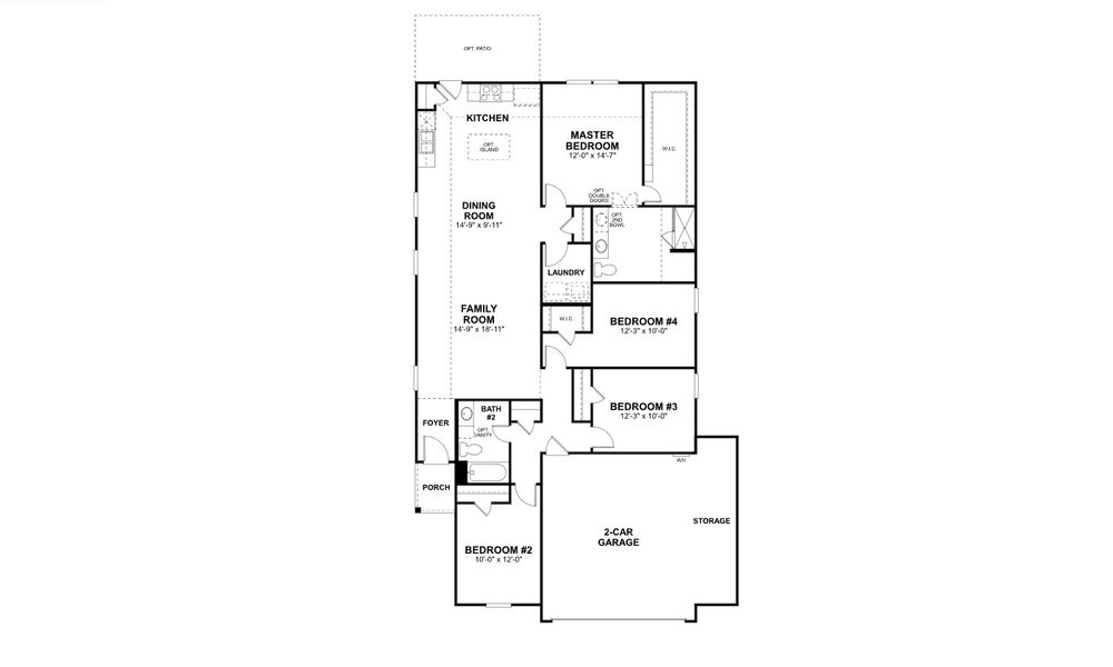 2D floor plan layout for the Cameron by M/I Homes in Verano Farms, Von Ormy, TX (Image 4).