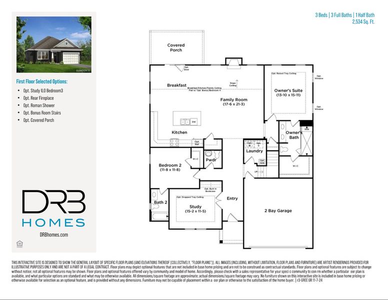 2D floor plan layout of this home in Wells Crossing, Seneca, SC (Image 3).