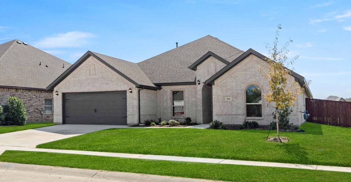 Representative exterior photo of a completed home built from the Hampton by Impression Homes in Still Water Lake, Godley, TX (Image 2). Representative exterior photo of a completed home built from the Hampton by Impression Homes in Still Water Lake, Godley, TX (Image 2).