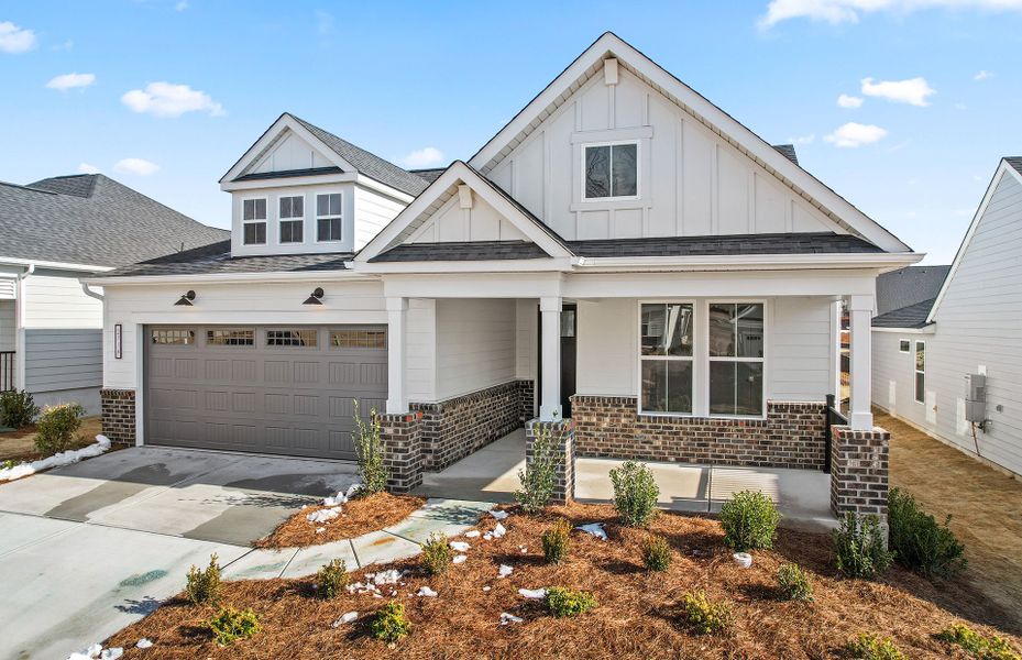 Front exterior of a new home in Carolina Riverside, Belmont, NC, highlighting curb appeal (Image 19).