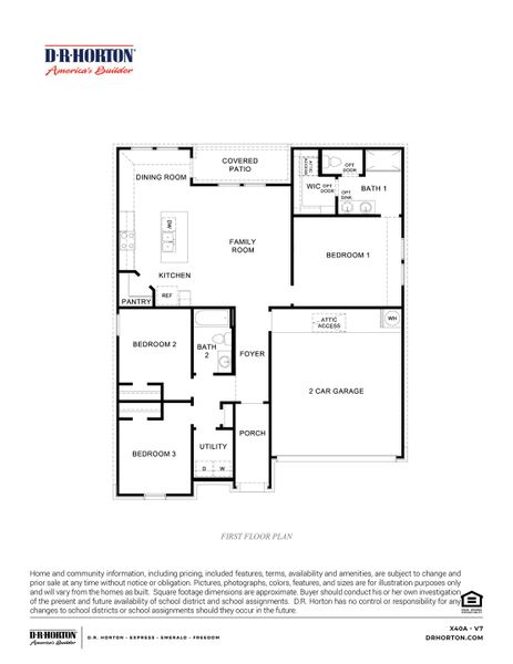 2D floor plan layout for the Ashburn by D.R. Horton in Somerset at Sinton, Sinton, TX (Image 3).