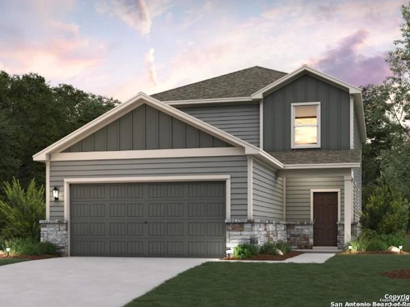 Front exterior of a new home in Spring Creek, San Antonio, TX, highlighting curb appeal (Image 1). Front exterior of a new home in Spring Creek, San Antonio, TX, highlighting curb appeal (Image 1).