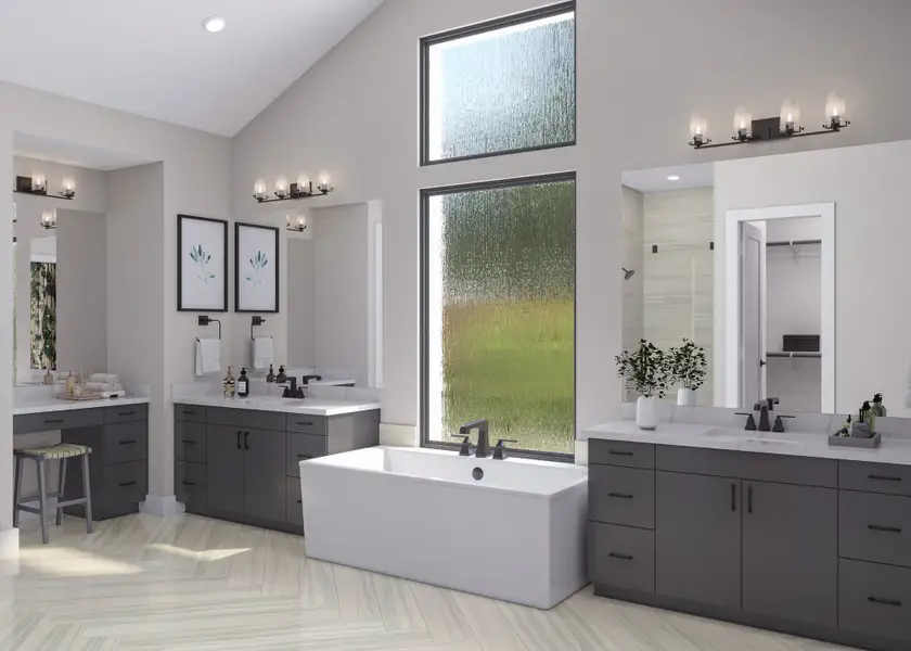 Furnished interior view inside a new home in Bridgeland, Cypress (Image 10). Furnished interior view inside a new home in Bridgeland, Cypress (Image 10).