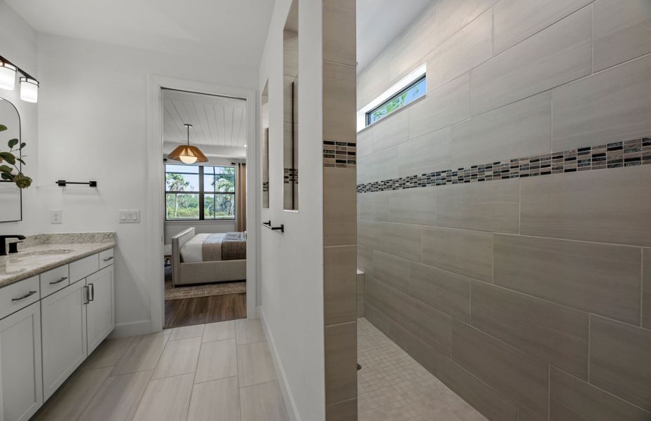 Private owner's bathroom with optional supersized walk-in shower