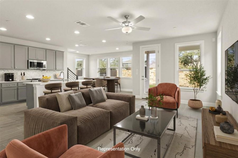 Representative furnished interior of a home built from the Clear Creek 1668 by Brohn Homes in Clear Creek, Round Rock (Image 3).