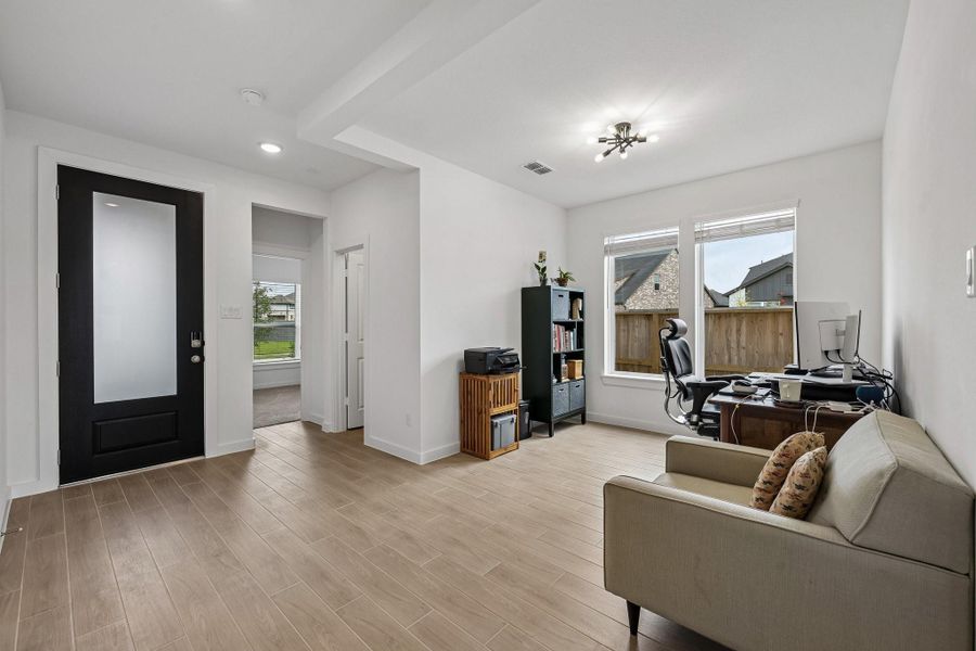 Home office located off entry