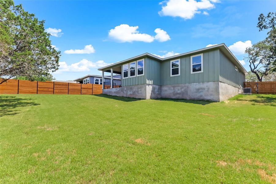 Fully fenced back yard Fully fenced back yard