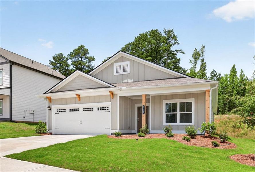 Front exterior of a new home in Summerfield Place, Carrollton, GA, highlighting curb appeal (Image 2). Front exterior of a new home in Summerfield Place, Carrollton, GA, highlighting curb appeal (Image 2).