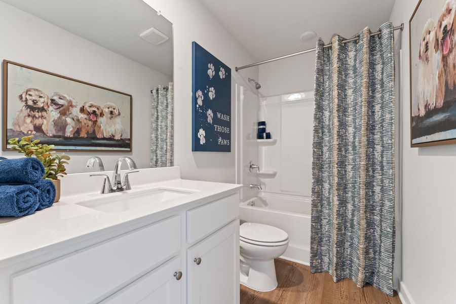 A bathroom with a shower curtain. A bathroom with a shower curtain.