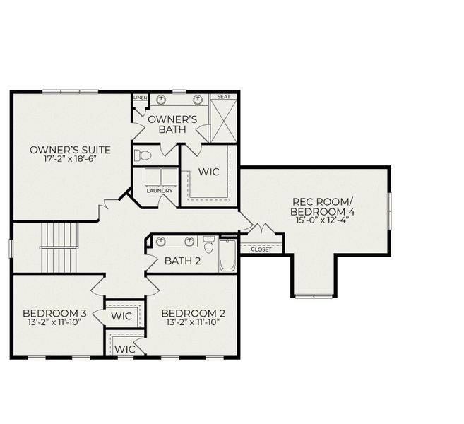 2D floor plan layout for the Azalea American Farmhouse by Homes by Dickerson in The View, Durham, NC (Image 3).