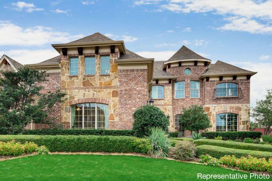 Representative exterior photo of a completed home built from the Hartford by Grand Homes in Creekside at Elevon, Lavon, TX (Image 17).