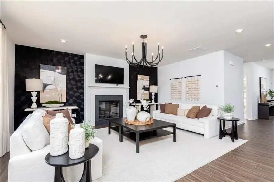 Furnished interior view inside a new home in Croftside Single Family Homes, Powder Springs (Image 9). Furnished interior view inside a new home in Croftside Single Family Homes, Powder Springs (Image 9).