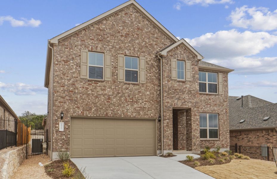 Front exterior of a new home in West Cypress Hills, Spicewood, TX, highlighting curb appeal (Image 2).