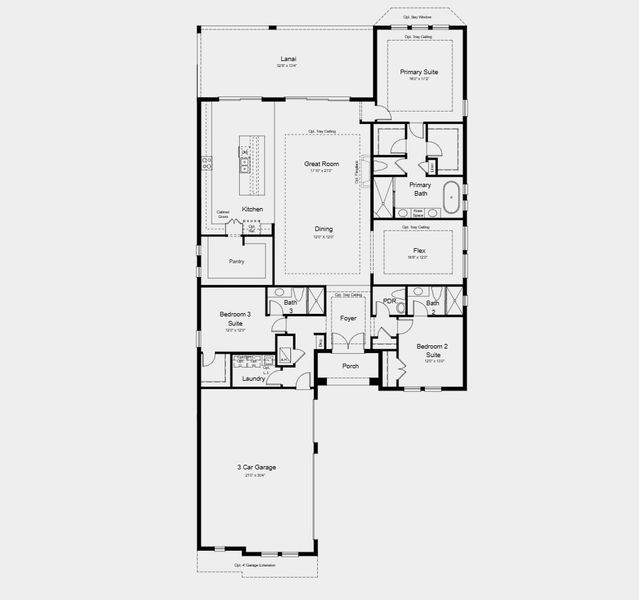 2D floor plan layout for the Colina by Taylor Morrison in Esplanade at Rivergrass, Immokalee, FL (Image 3). 2D floor plan layout for the Colina by Taylor Morrison in Esplanade at Rivergrass, Immokalee, FL (Image 3).