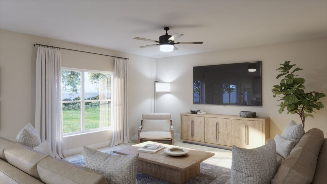 Representative furnished interior of a home built from the Finn by Risewell Homes in Hodges Reserve, Howey-in-the-Hills (Image 4). Representative furnished interior of a home built from the Finn by Risewell Homes in Hodges Reserve, Howey-in-the-Hills (Image 4).