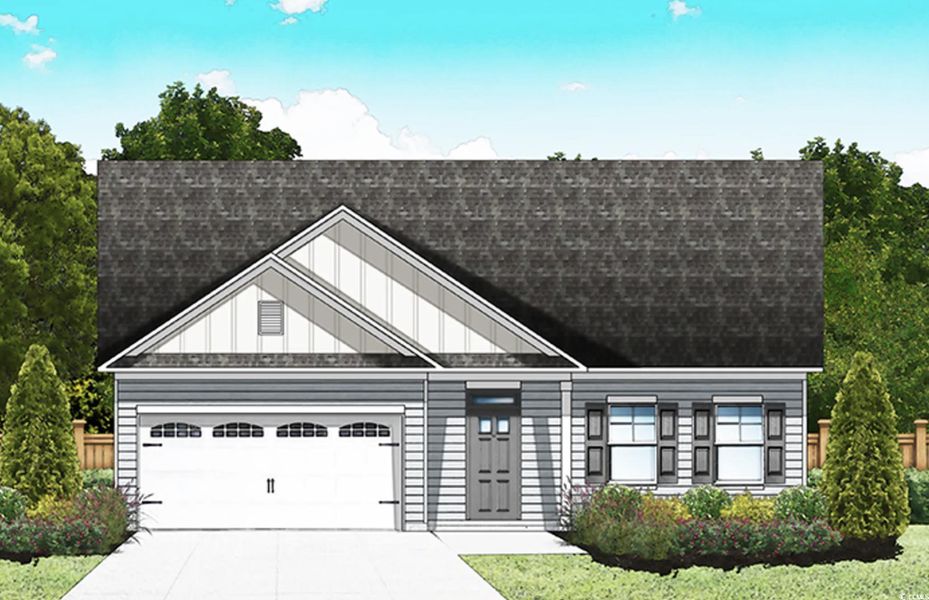 Exterior rendering of this home design in Westwood Reserve, Conway, SC (Image 1).