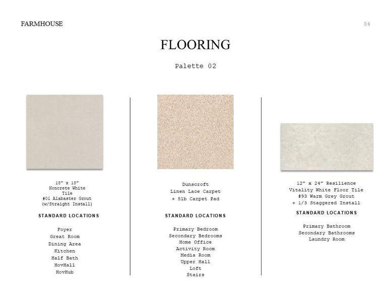 Farmhouse Look Palette 2: Flooring Selection Sheet (*Artist rendering used for illustration purposes only.)