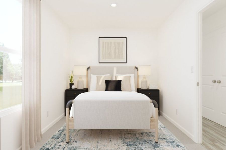 A bed in a room.
