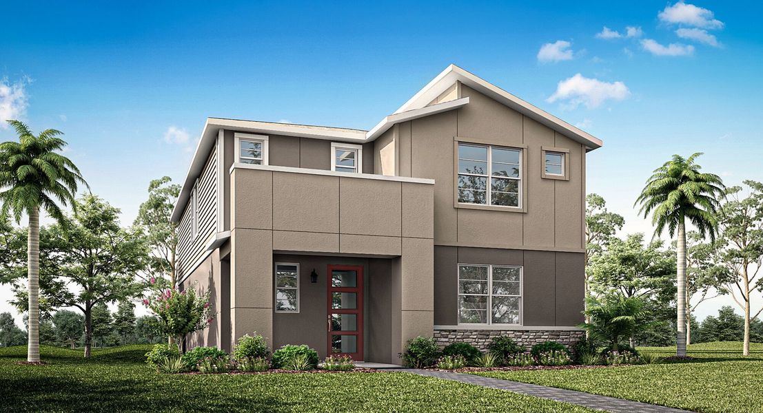 Representative exterior photo of a completed home built from the Windley by Mattamy Homes in Meridian Parks, Orlando, FL (Image 6). Representative exterior photo of a completed home built from the Windley by Mattamy Homes in Meridian Parks, Orlando, FL (Image 6).